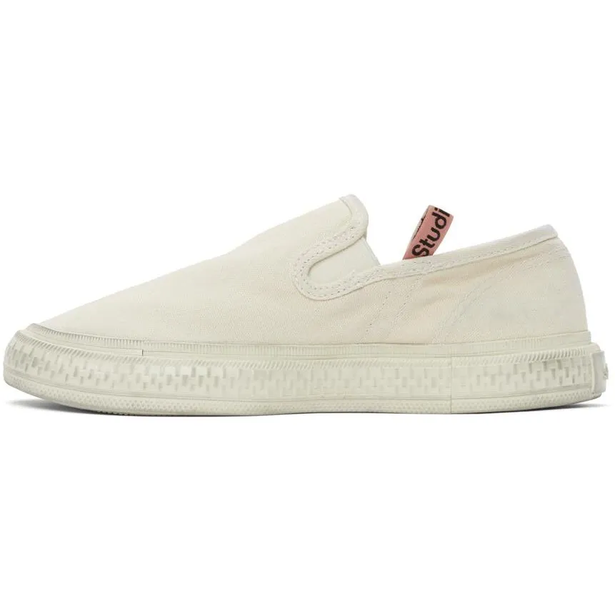 Acne Studios Off-White Canvas Slip-On Sneakers