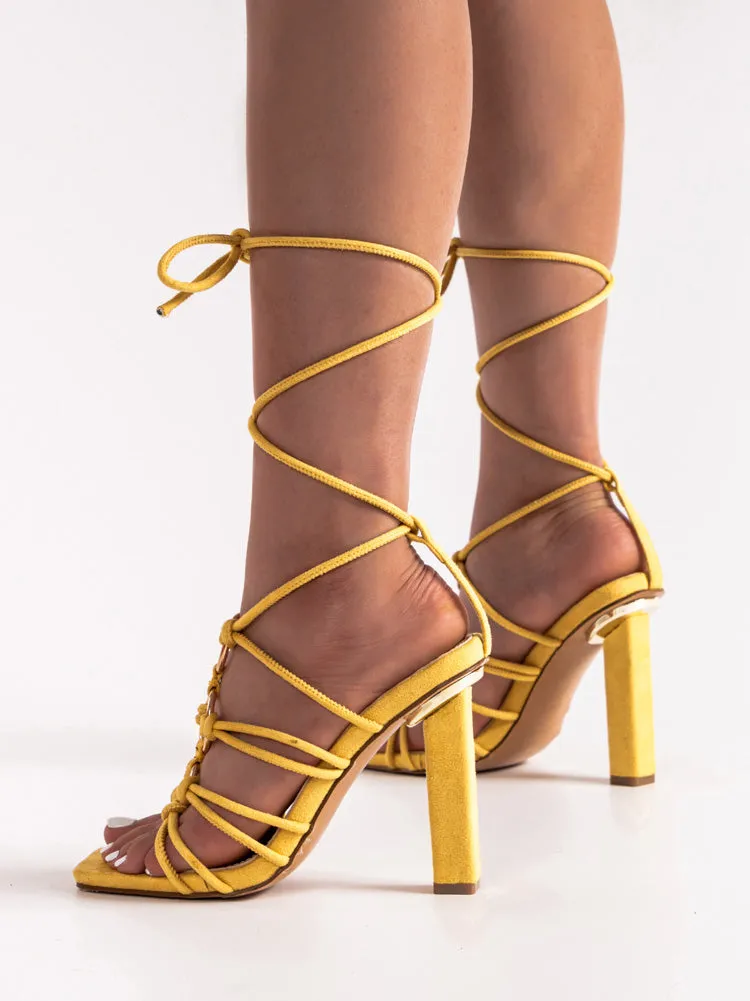 Amozae-Metal Ring Cross-Strap Heels