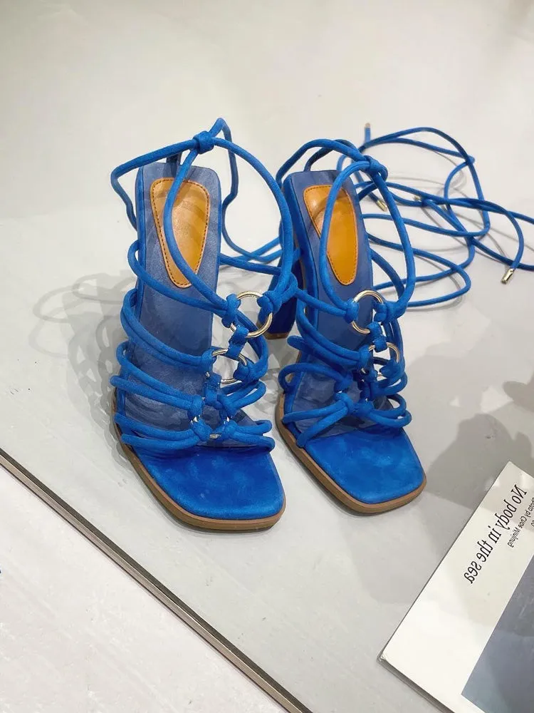 Amozae-Metal Ring Cross-Strap Heels