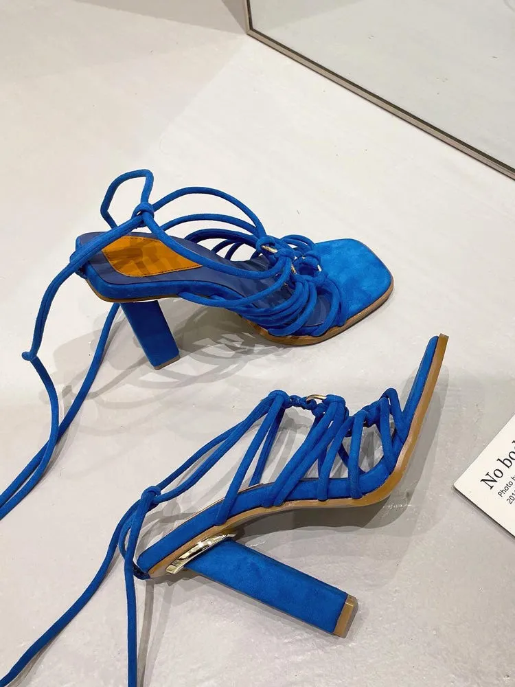 Amozae-Metal Ring Cross-Strap Heels