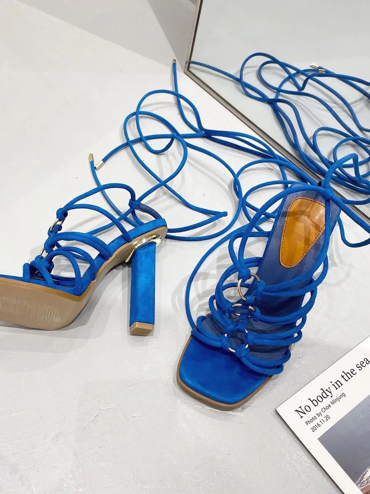 Amozae-Metal Ring Cross-Strap Heels