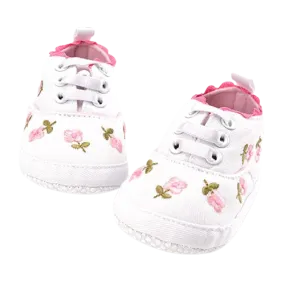 Baby Girl Lace Floral Embroidered Soft Shoes