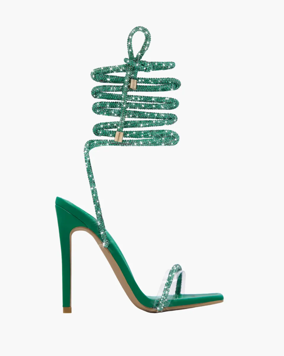 Bellezza – Embellished straps – Lace-up stiletto heels