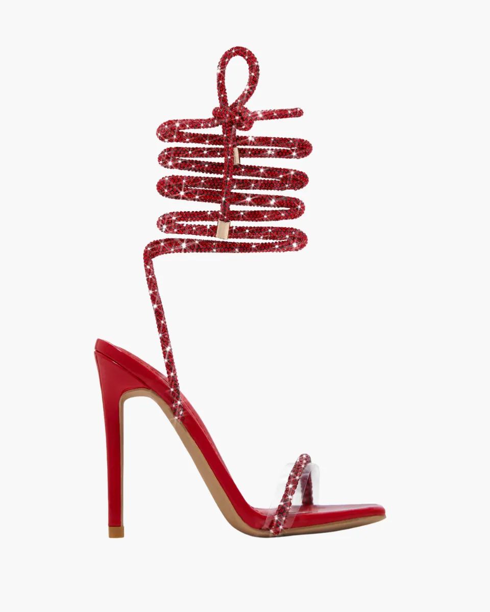 Bellezza – Embellished straps – Lace-up stiletto heels