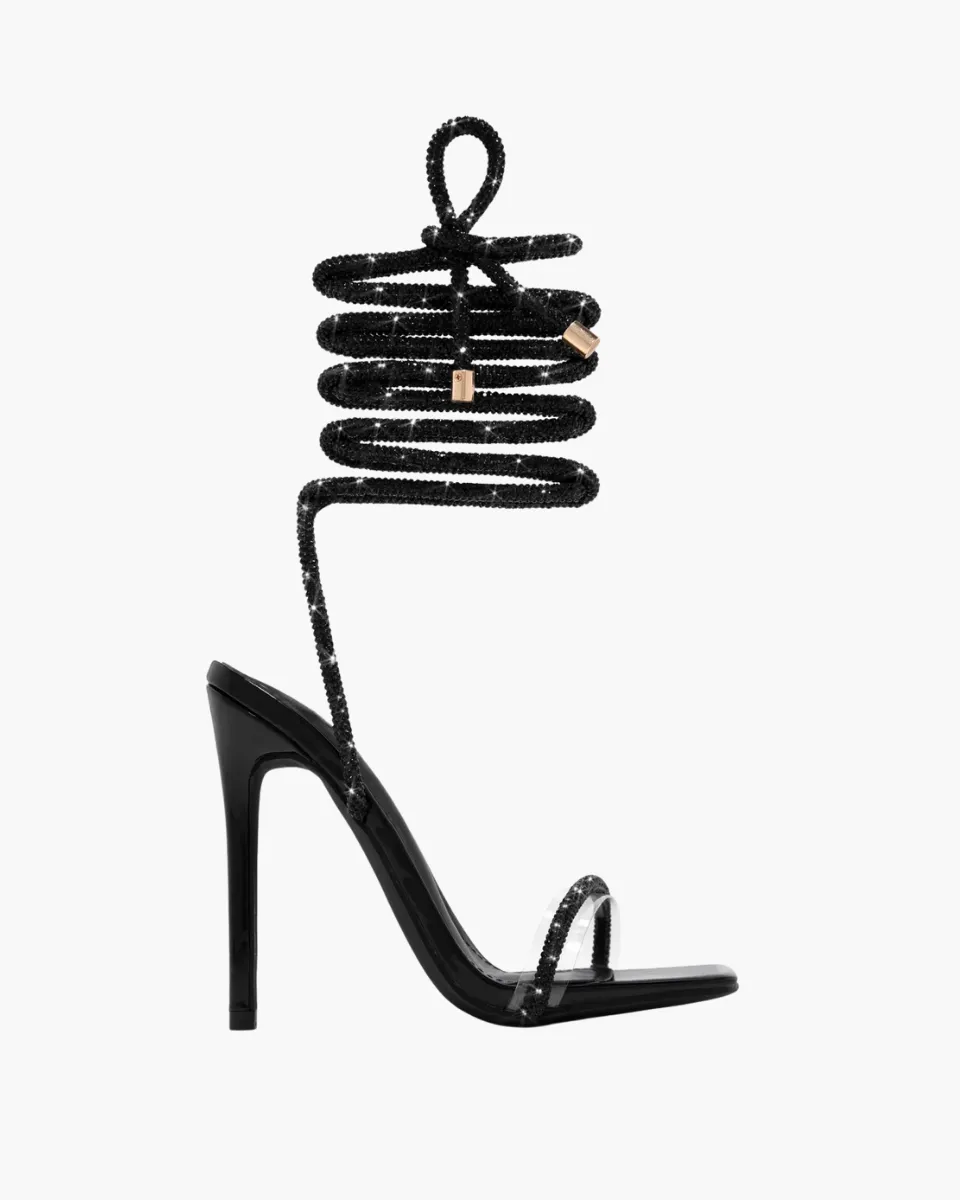 Bellezza – Embellished straps – Lace-up stiletto heels