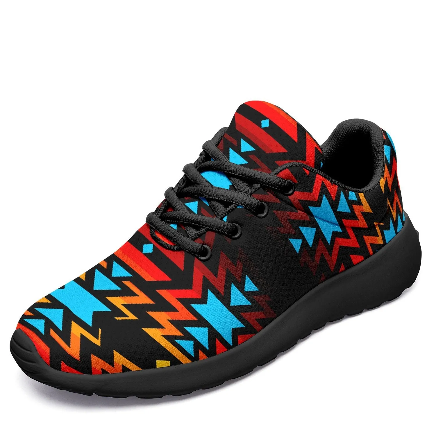 Black Fire and Turquoise Ikkaayi Sport Sneakers