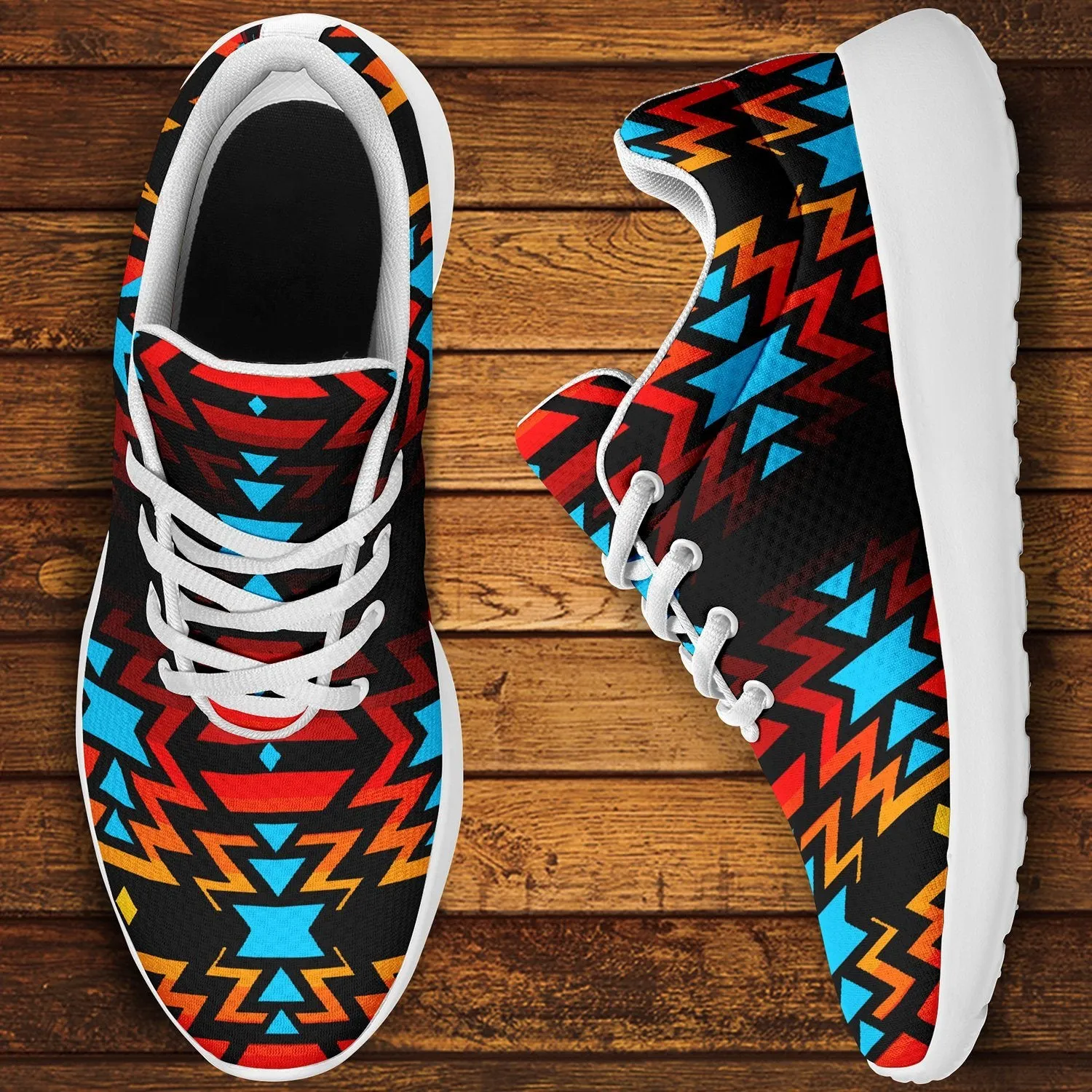 Black Fire and Turquoise Ikkaayi Sport Sneakers