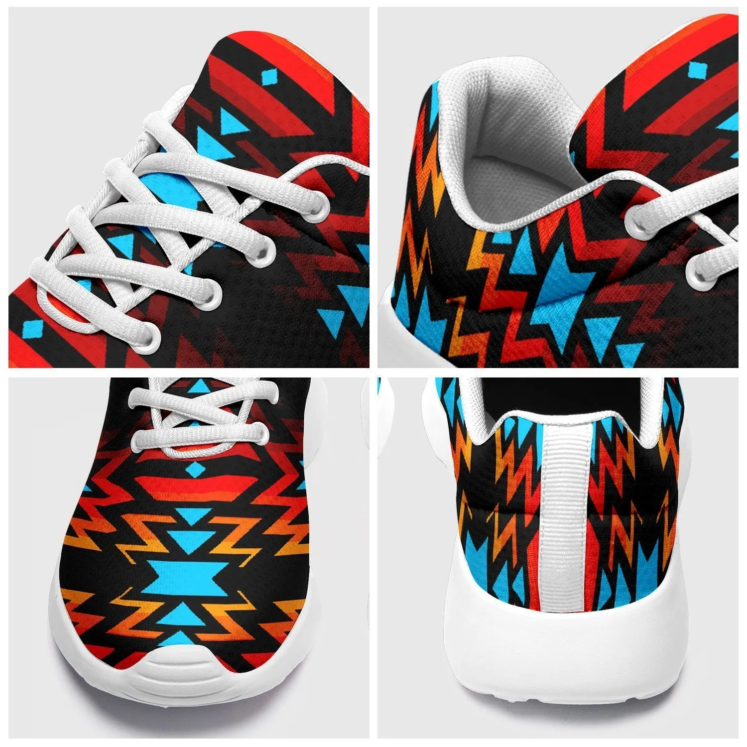 Black Fire and Turquoise Ikkaayi Sport Sneakers