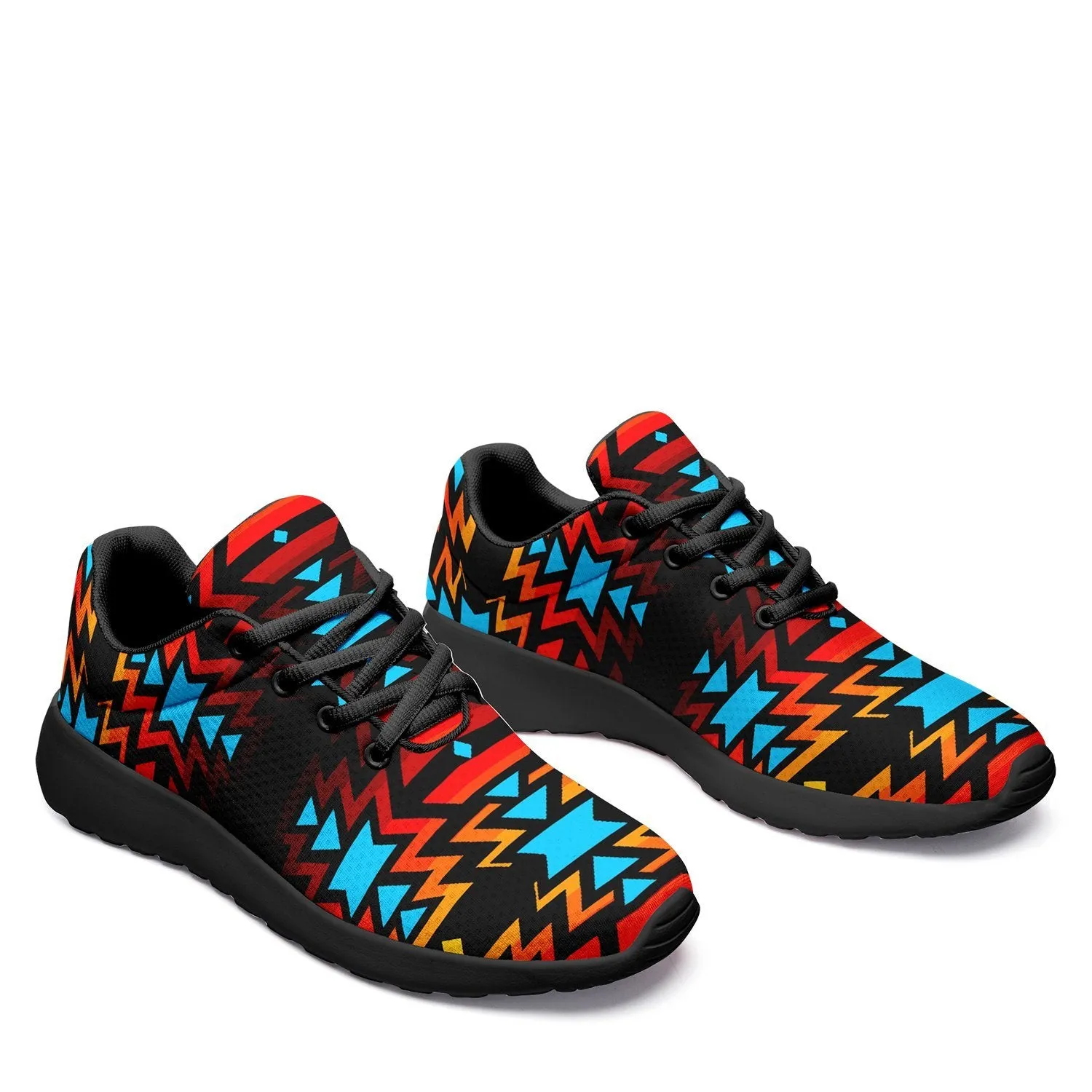Black Fire and Turquoise Ikkaayi Sport Sneakers