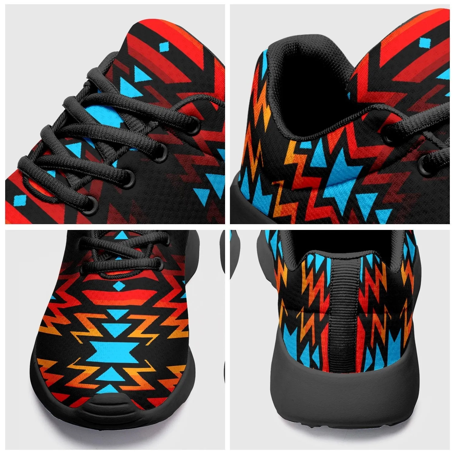 Black Fire and Turquoise Ikkaayi Sport Sneakers