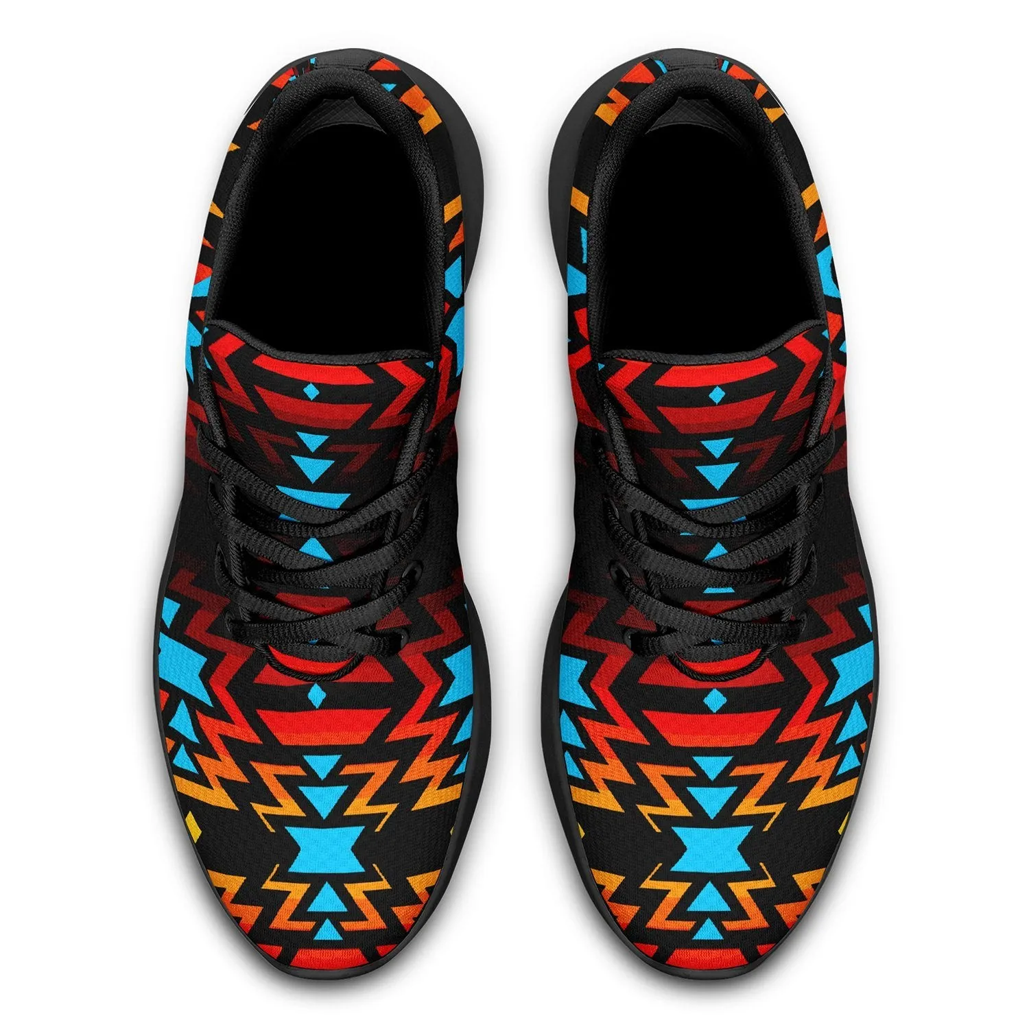 Black Fire and Turquoise Ikkaayi Sport Sneakers