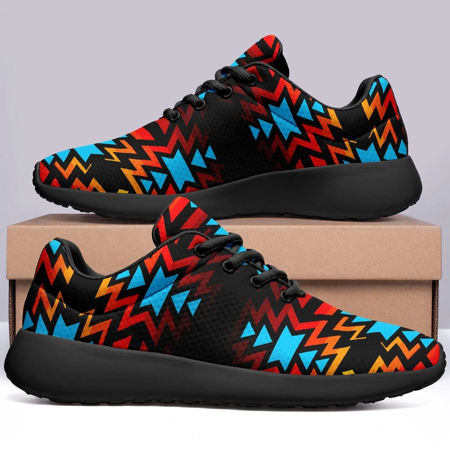 Black Fire and Turquoise Ikkaayi Sport Sneakers