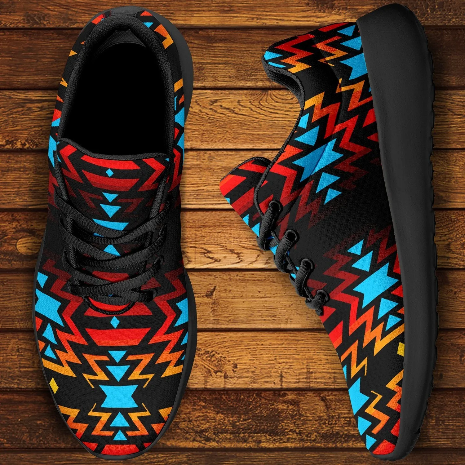 Black Fire and Turquoise Ikkaayi Sport Sneakers