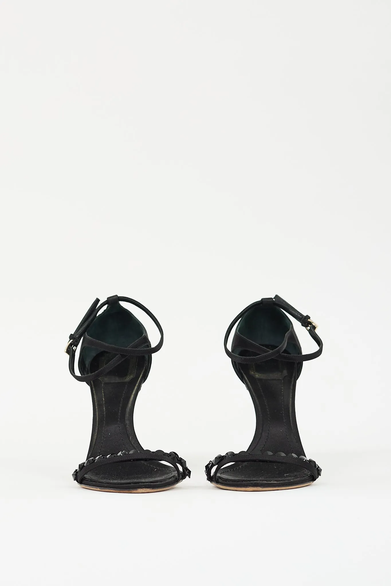 Black Satin Embellished Heel