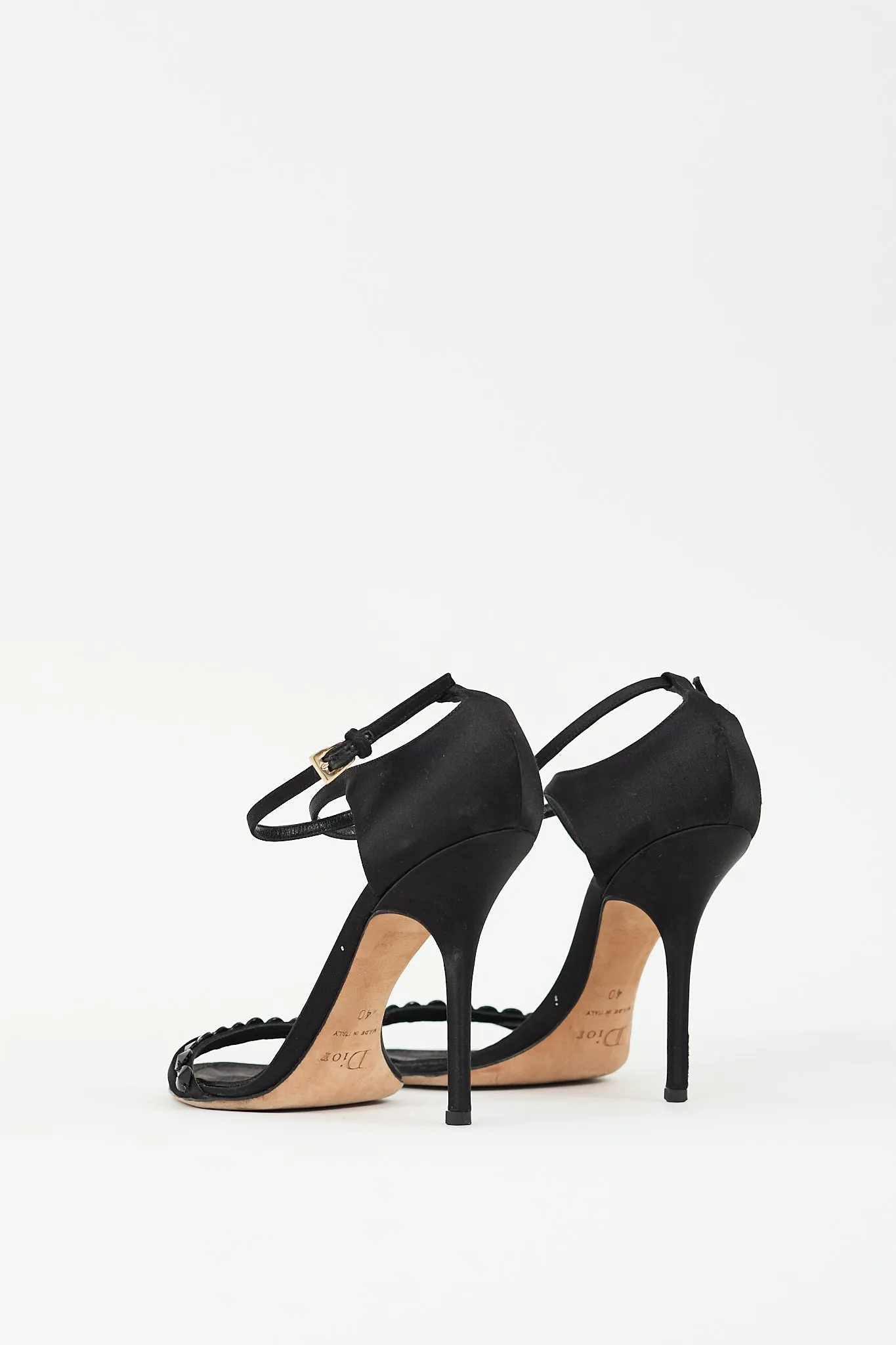 Black Satin Embellished Heel
