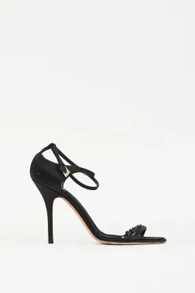 Black Satin Embellished Heel