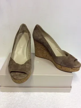 BODEN LIGHT BROWN SUEDE PEEPTOE WEDGE HEELS SIZE 6/39
