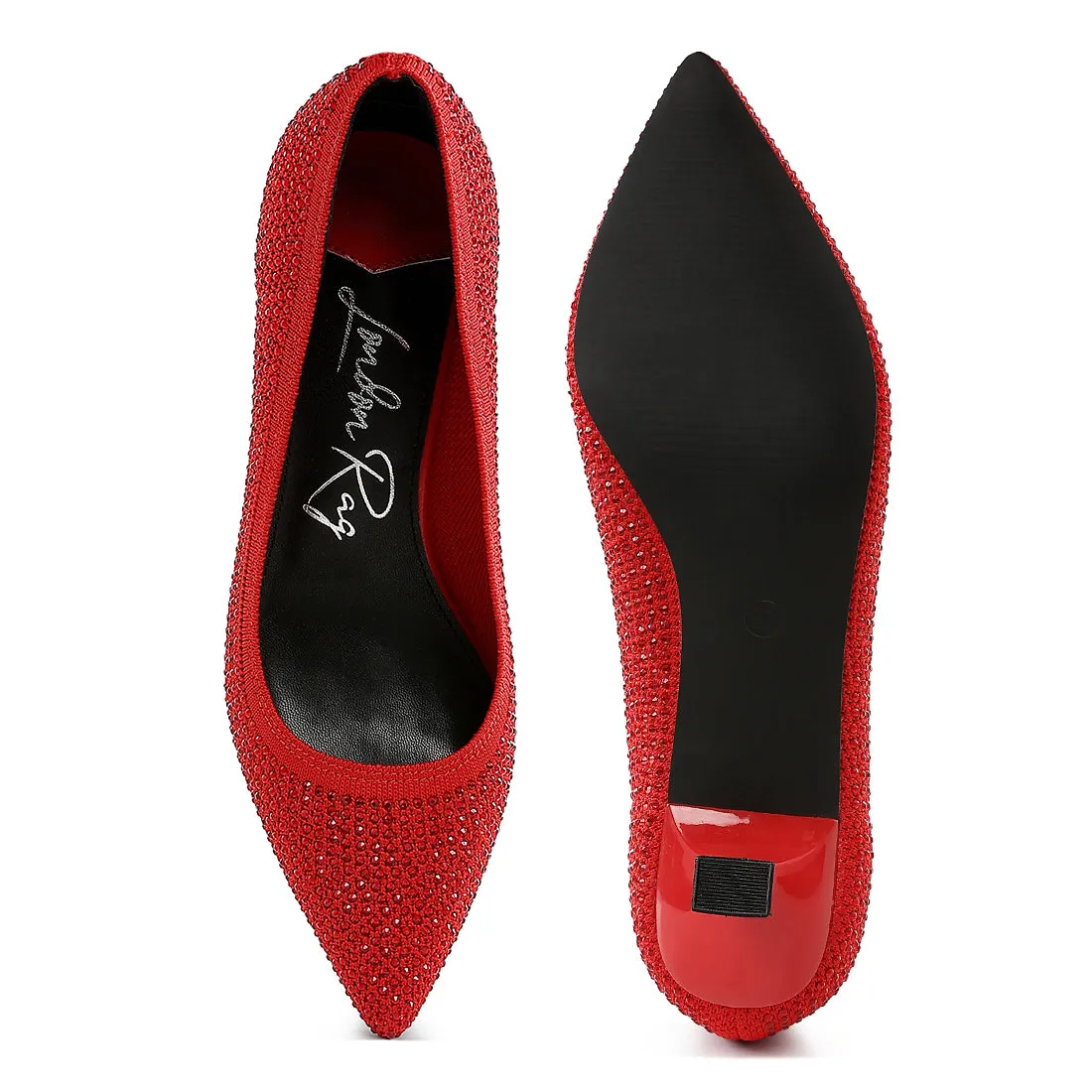 Breathable Flyknit Rhinestone Pumps