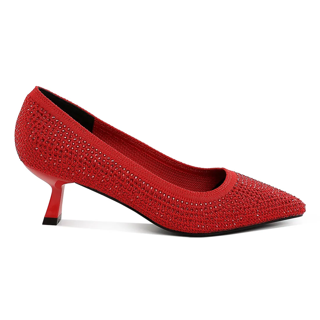 Breathable Flyknit Rhinestone Pumps