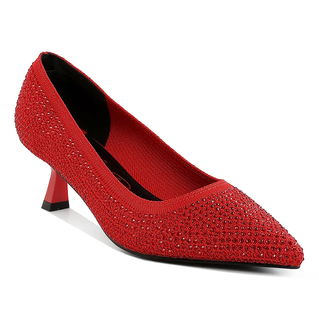 Breathable Flyknit Rhinestone Pumps