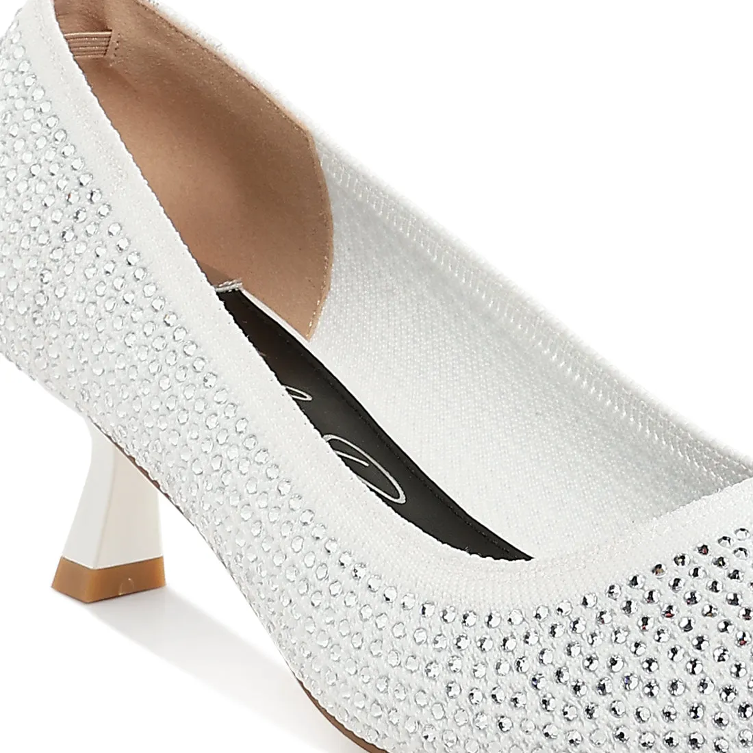 Breathable Flyknit Rhinestone Pumps