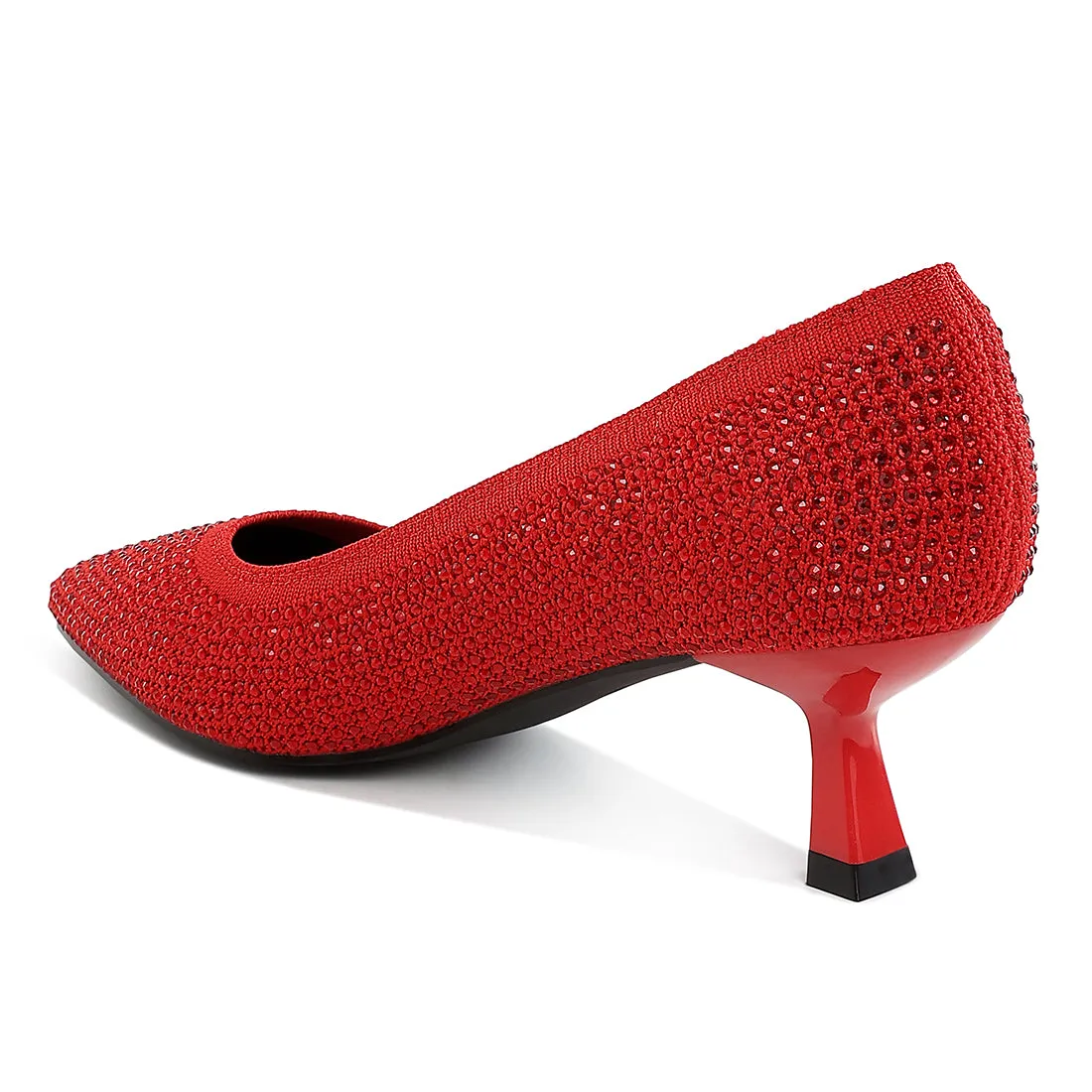 Breathable Flyknit Rhinestone Pumps