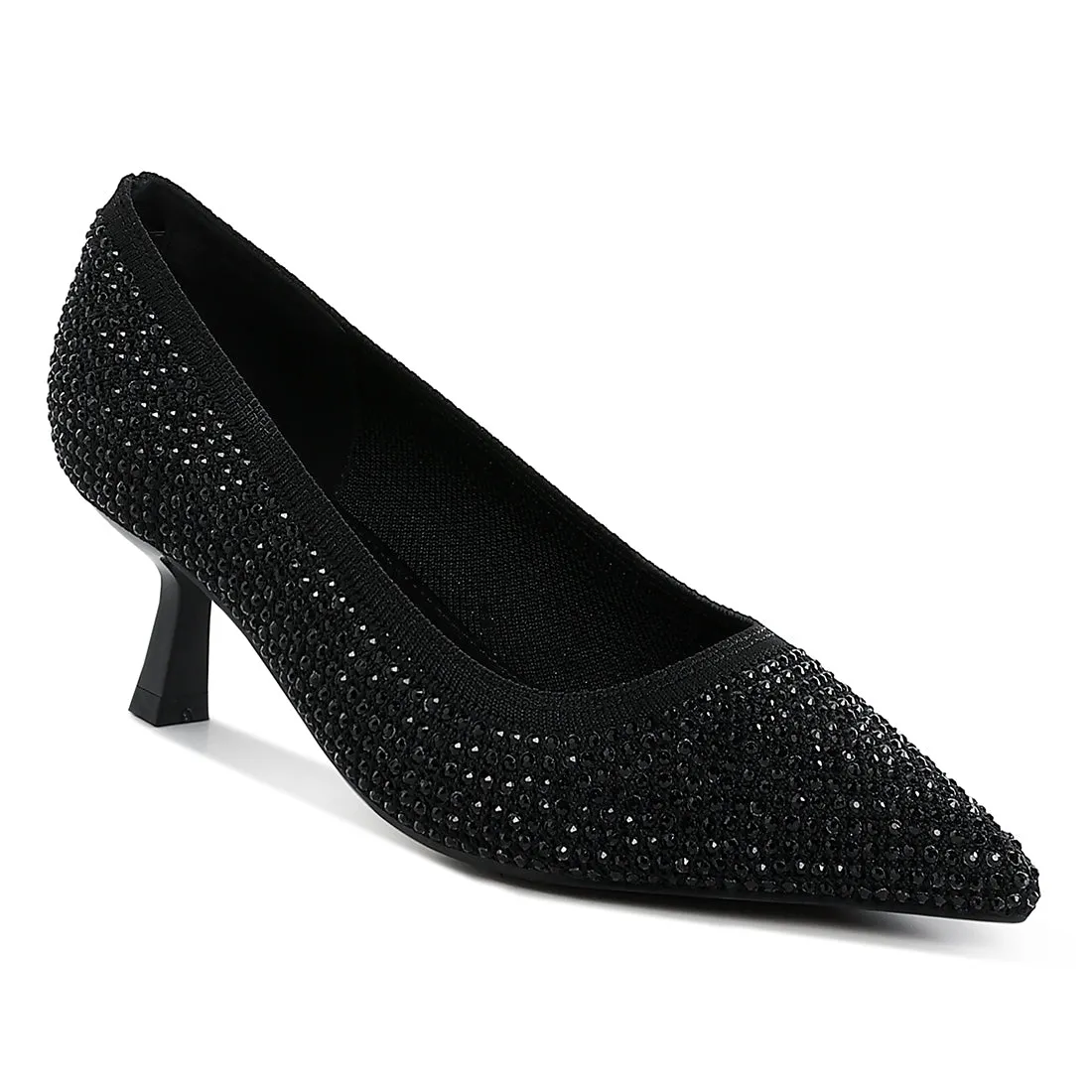 Breathable Flyknit Rhinestone Pumps