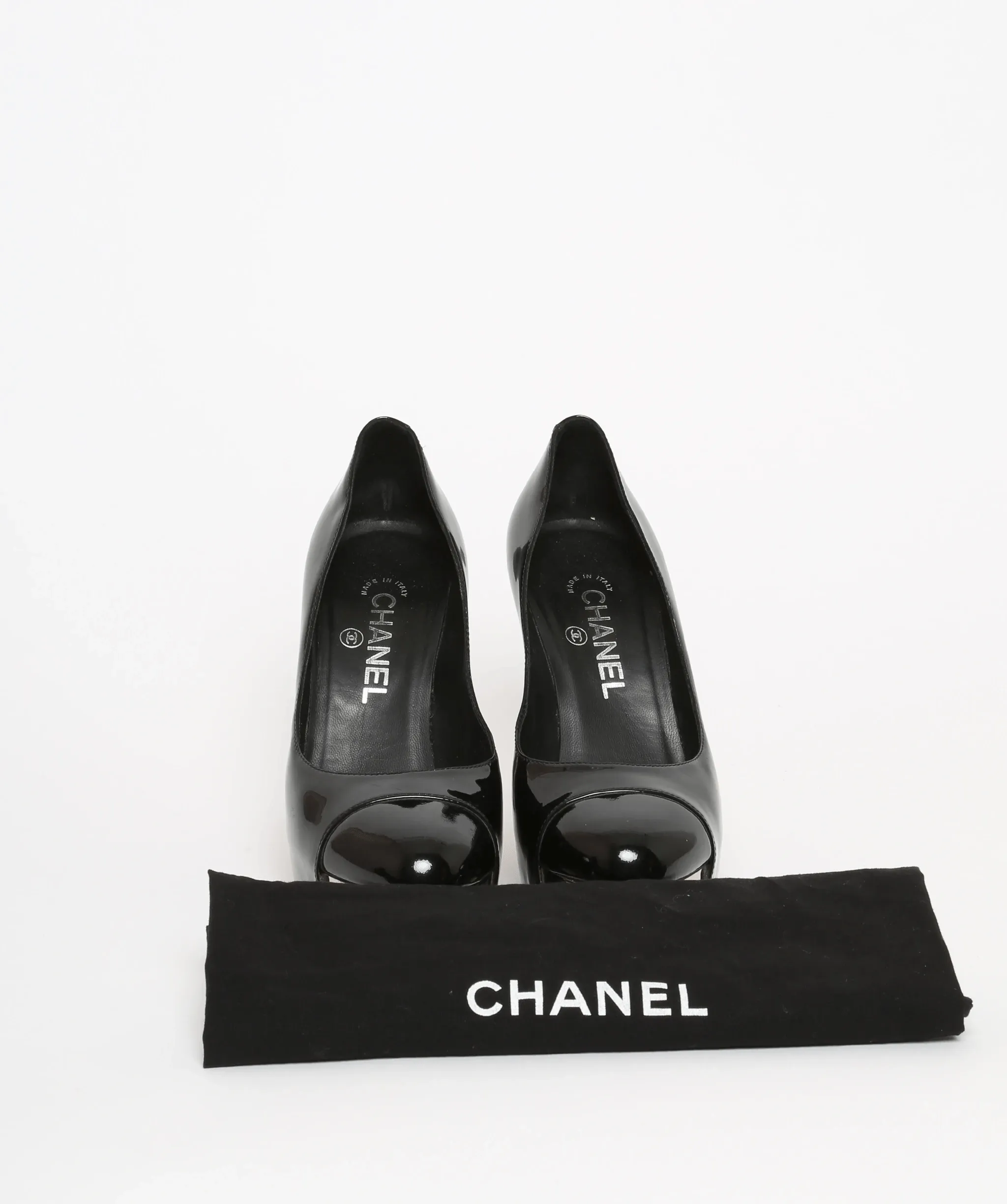 Chanel Black Patent Stiletto Heels Size 37