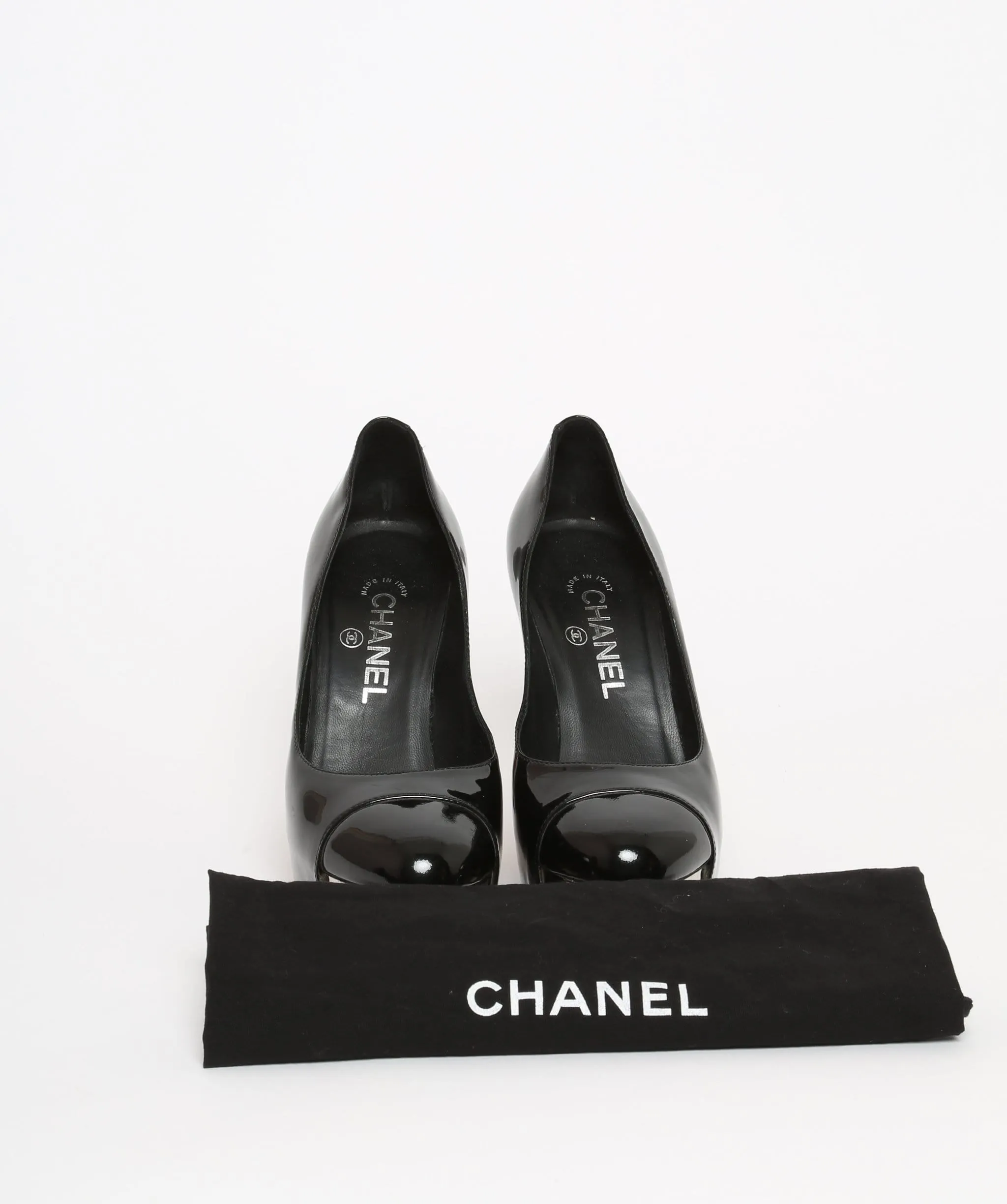 Chanel Black Patent Stiletto Heels Size 37
