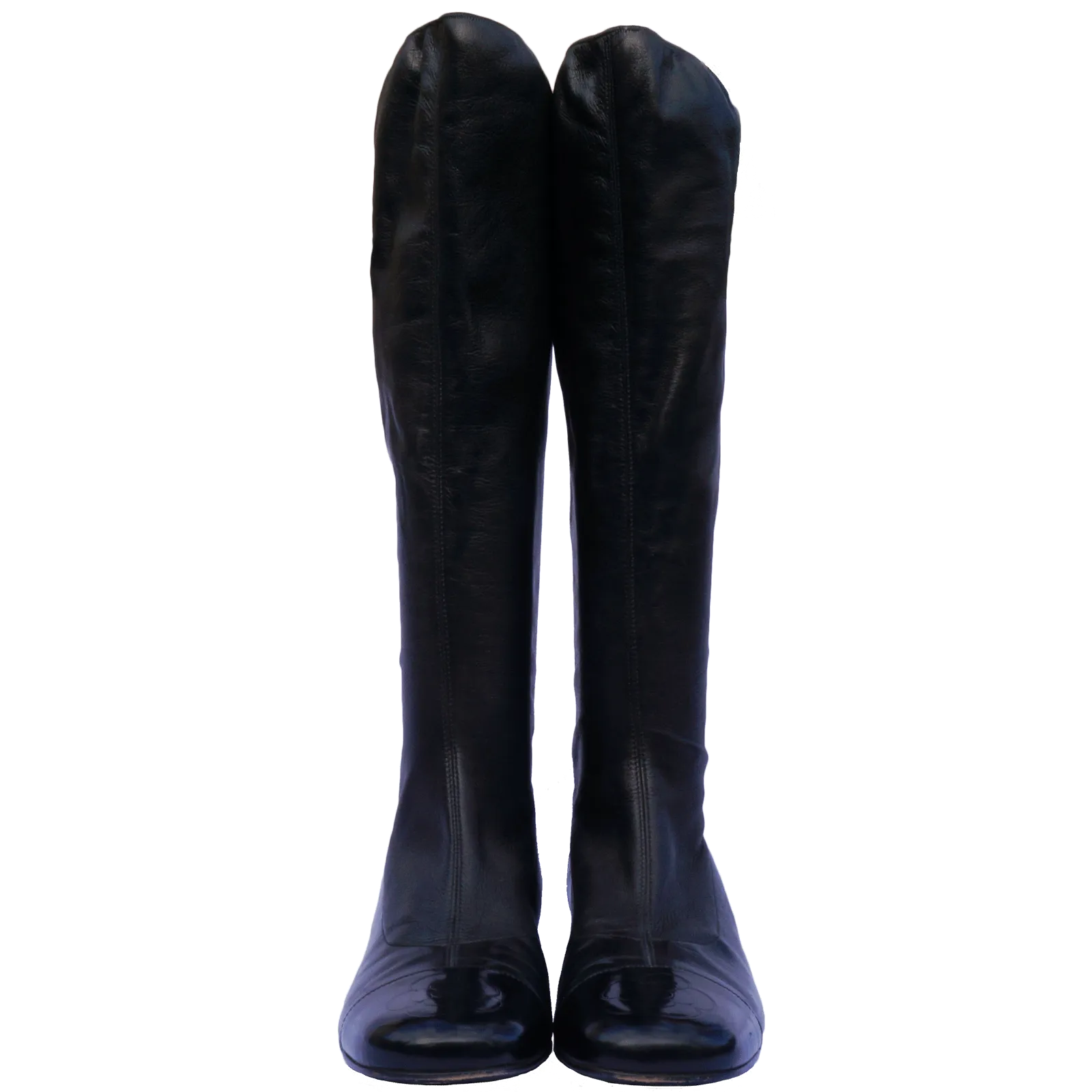 CHANEL LEATHER CAMELLIA KNEE-HIGH BOOTS