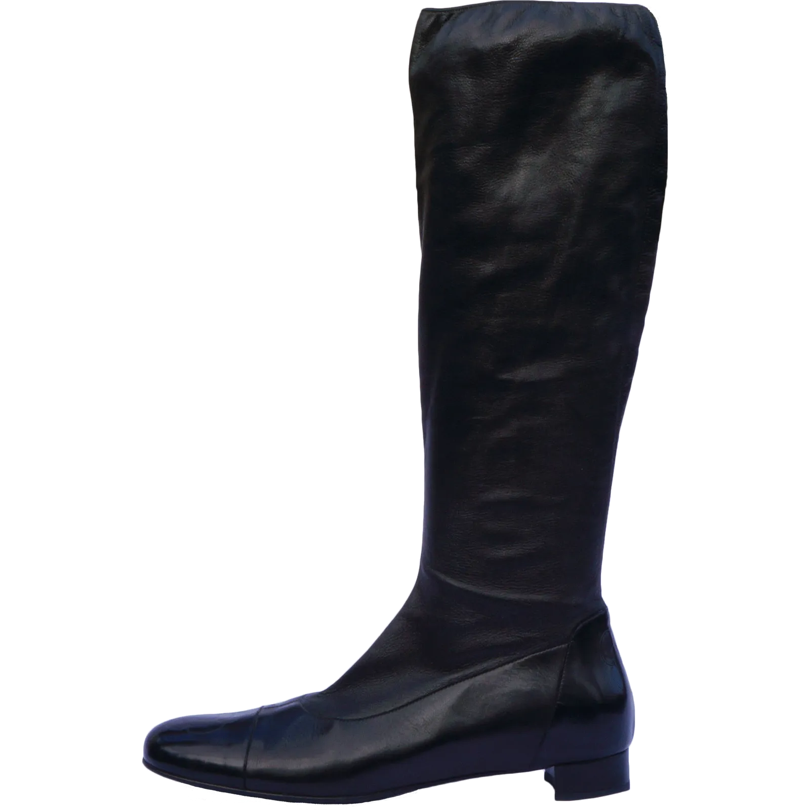 CHANEL LEATHER CAMELLIA KNEE-HIGH BOOTS