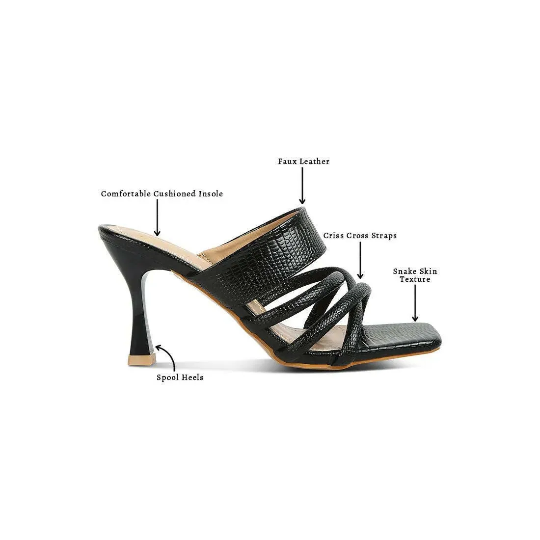 Chiri Criss Cross Strap Spool Heel Sandals