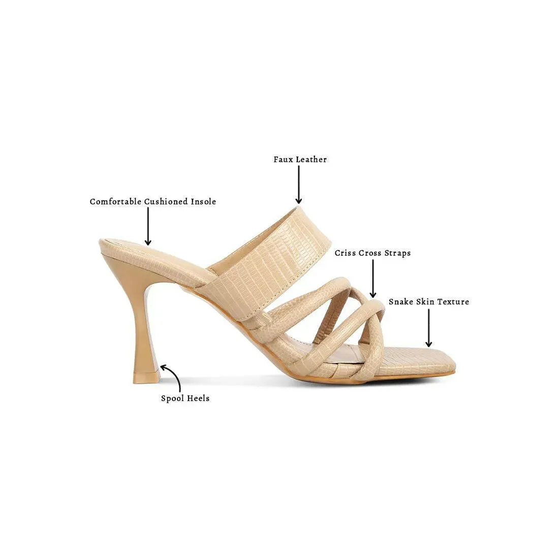 Chiri Criss Cross Strap Spool Heel Sandals