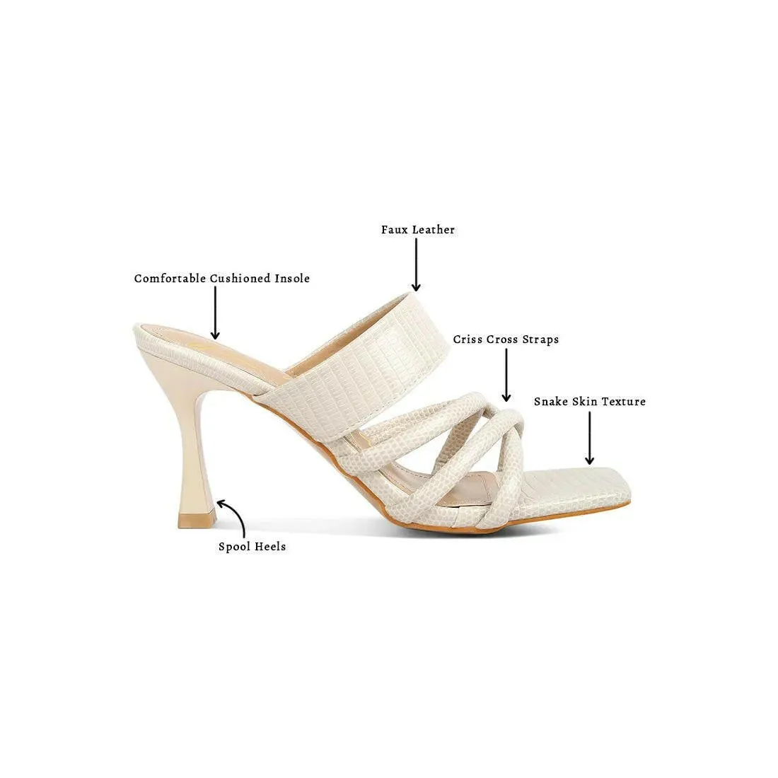 Chiri Criss Cross Strap Spool Heel Sandals