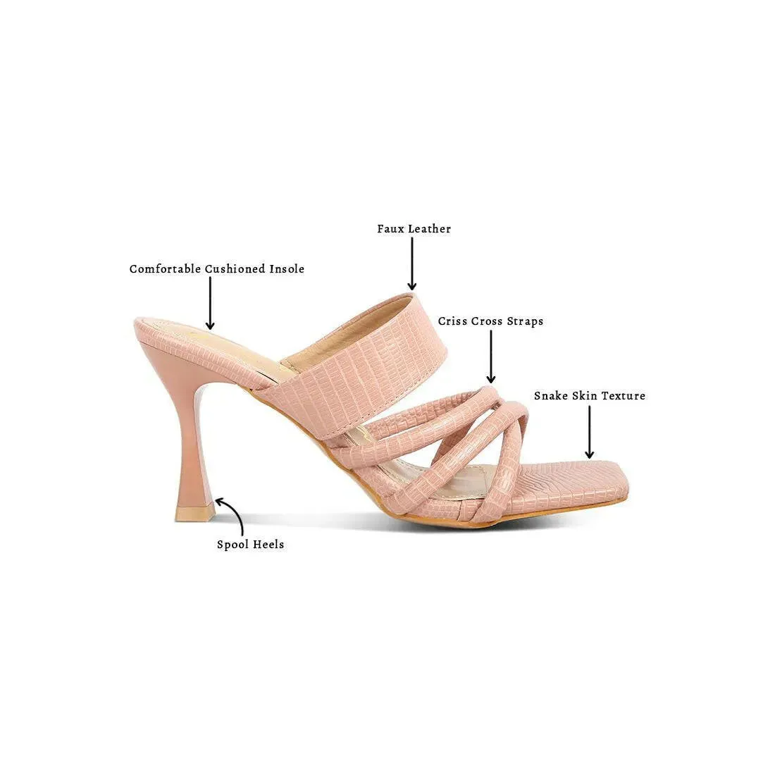 Chiri Criss Cross Strap Spool Heel Sandals