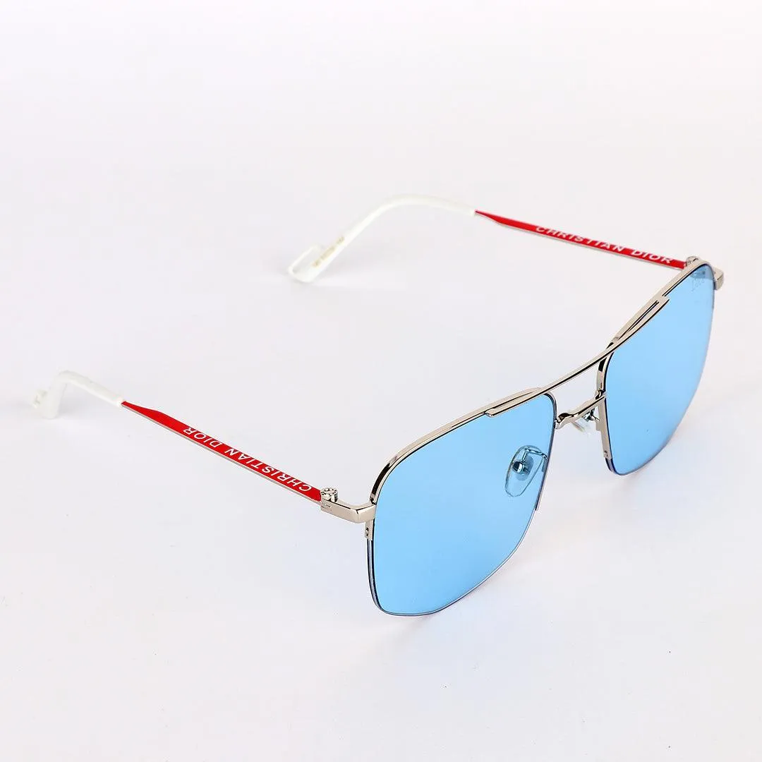 Christian Dior Luxury Hand Crested Blue Lens Sunglasses