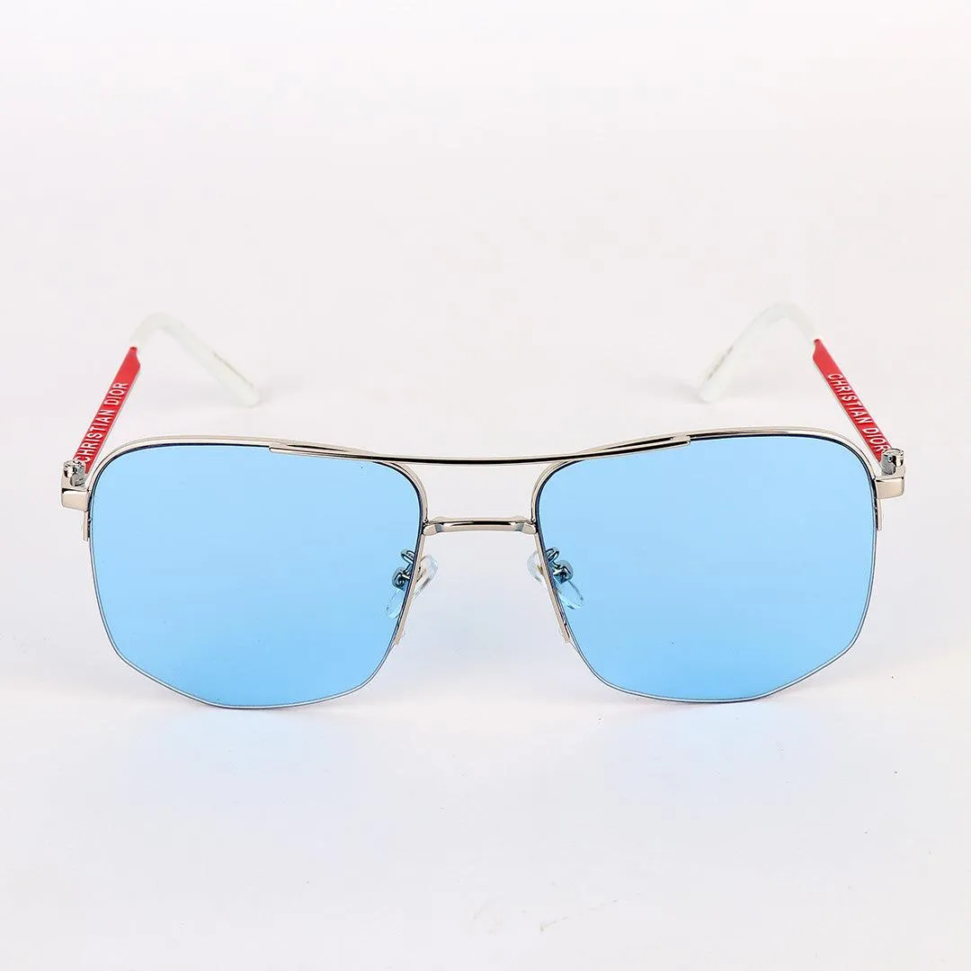 Christian Dior Luxury Hand Crested Blue Lens Sunglasses