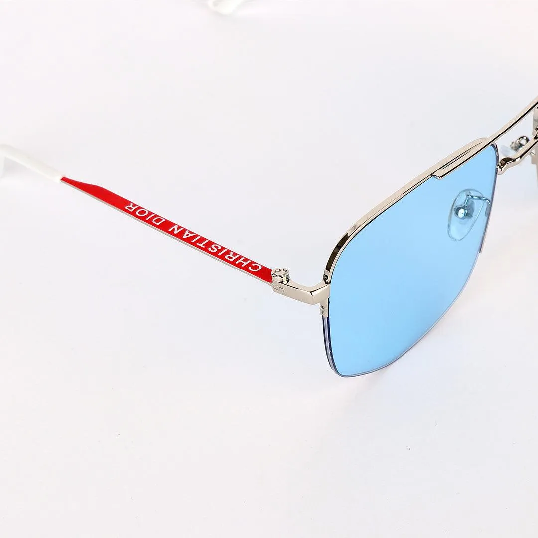 Christian Dior Luxury Hand Crested Blue Lens Sunglasses