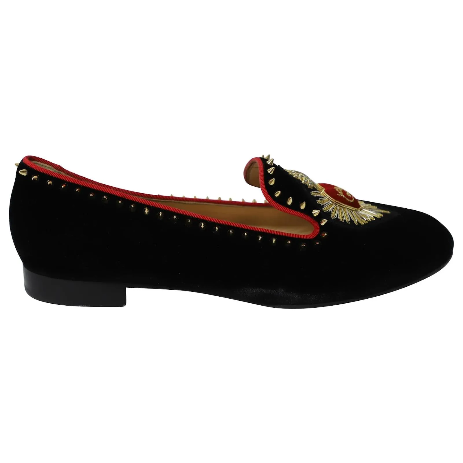 CHRISTIAN LOUBOUTIN MI CORAZON VELVET LOAFERS