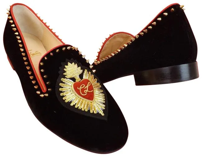CHRISTIAN LOUBOUTIN MI CORAZON VELVET LOAFERS