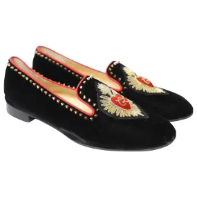 CHRISTIAN LOUBOUTIN MI CORAZON VELVET LOAFERS