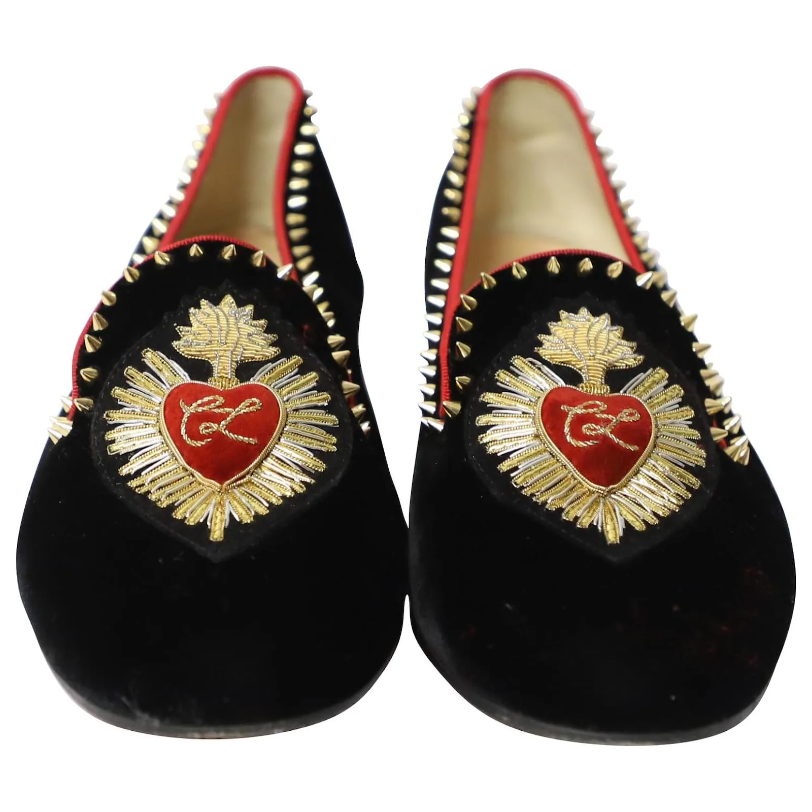 CHRISTIAN LOUBOUTIN MI CORAZON VELVET LOAFERS