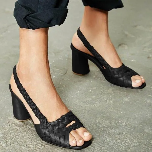 chunky heel summer pu sandals