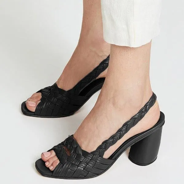 chunky heel summer pu sandals