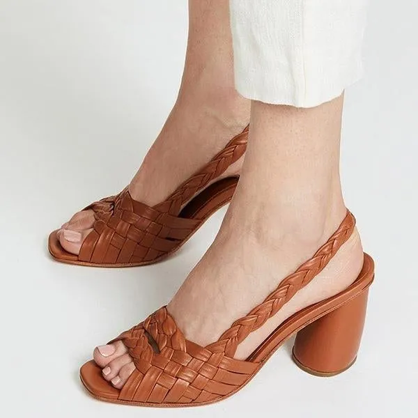 chunky heel summer pu sandals
