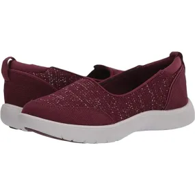 Clarks Women's Adella Blush, Burgundy Textile Ballet Flats