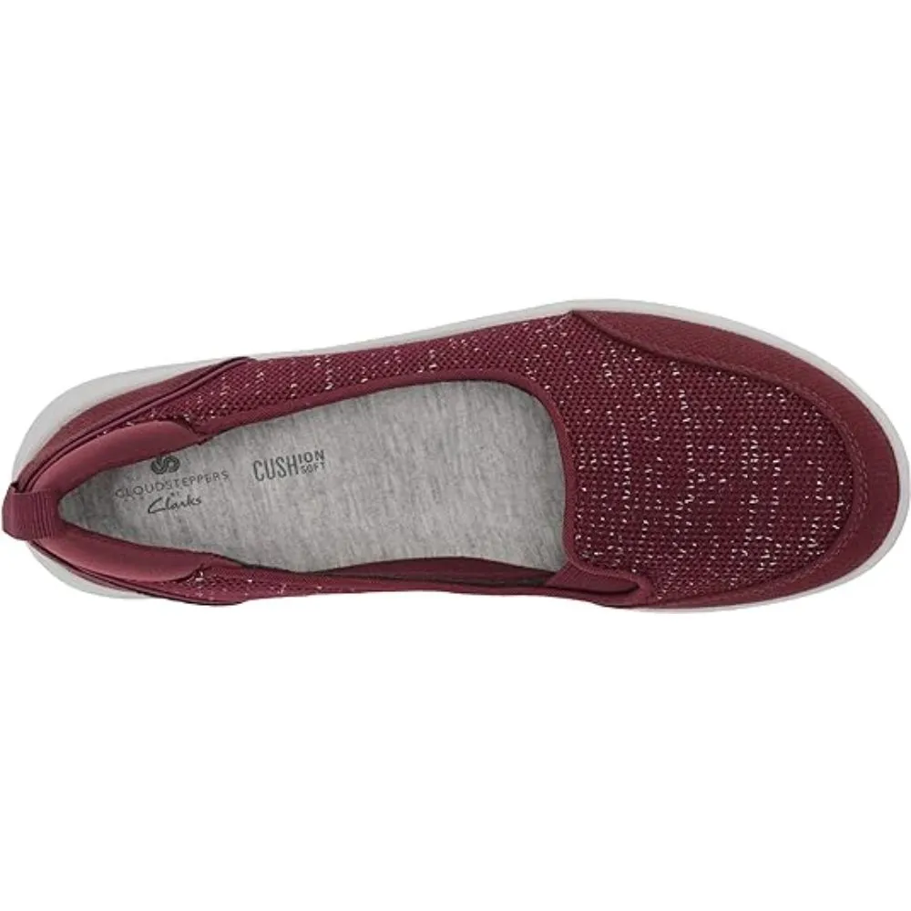 Clarks Women's Adella Blush, Burgundy Textile Ballet Flats