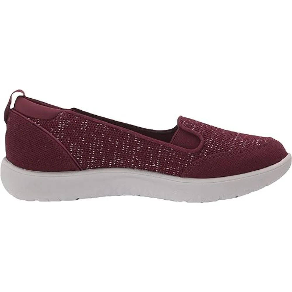 Clarks Women's Adella Blush, Burgundy Textile Ballet Flats