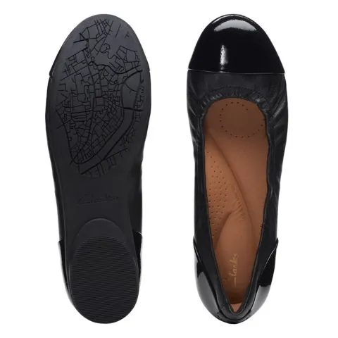 Clarks Women's Rena Jazz Flats- Black Leather
