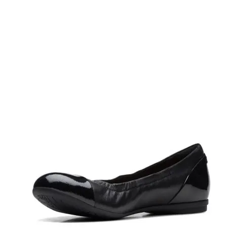 Clarks Women's Rena Jazz Flats- Black Leather